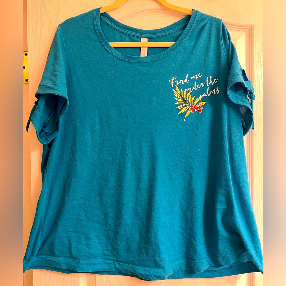 Cacique Knit Find Me Under the Palms Knotted Sleeve Sleep Top - size 14/16